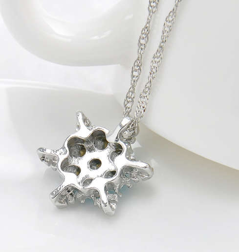 Charming Vintage Blue Crystal Snowflake Zircon 925 Silver Necklaces & Pendants Filled Jewelry