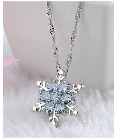 Charming Vintage Blue Crystal Snowflake Zircon 925 Silver Necklaces & Pendants Filled Jewelry