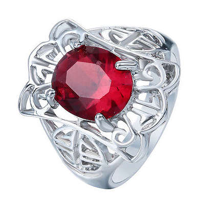 Dazzling   Sim Red Topaz Set in 925 Sterling Silver Imported Filled Ring with 925 Marking
