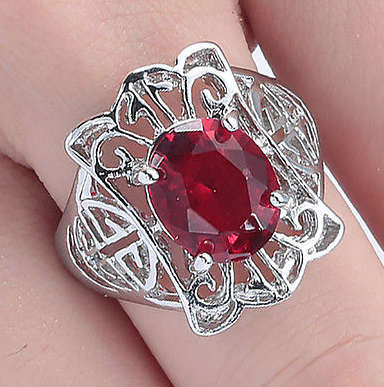 Dazzling   Sim Red Topaz Set in 925 Sterling Silver Imported Filled Ring with 925 Marking