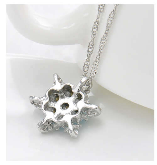 Charming Vintage Blue Snowflake Zircon 925 Sterling Silver Necklaces & Pendants Filled Jewelry