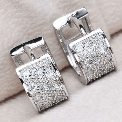 Gorgeous Crystal 925 Sterling Silver  Hoop Dangle Stud Earring Imported Filled Jewelry