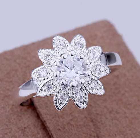 Glamorous Diamond Crustal Set in 925 Sterling Silver Imported Filled Ring