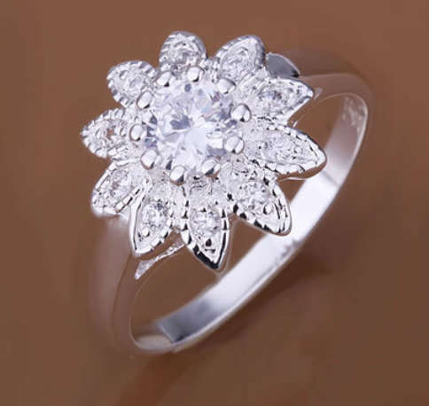 Glamorous Diamond Crustal Set in 925 Sterling Silver Imported Filled Ring