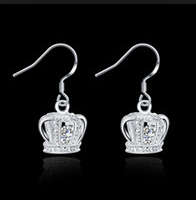 Sexy and Sassy 925 Sterling Silver Crown Dangling Earrings imported Filled Jewelry