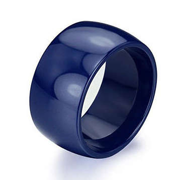 12MM 316L Stainless Steel Blue Mirror Wide  Wedding Ring
