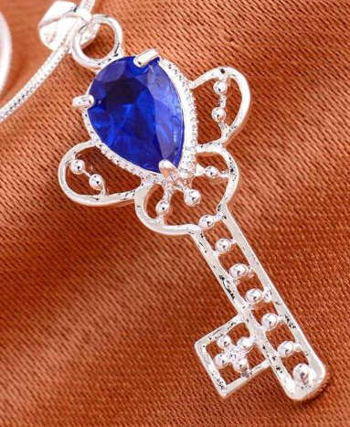 Dazzling Blue Sapphire Crystal Set in 925 Sterling Silver Cross Pendant with Matching Free 925 Chain