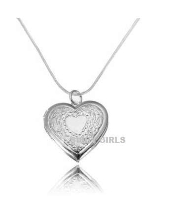 Sparkling 925 Sterling Silver Heart Shape Locket & Free Neck Chain Imported Filed Jewelry