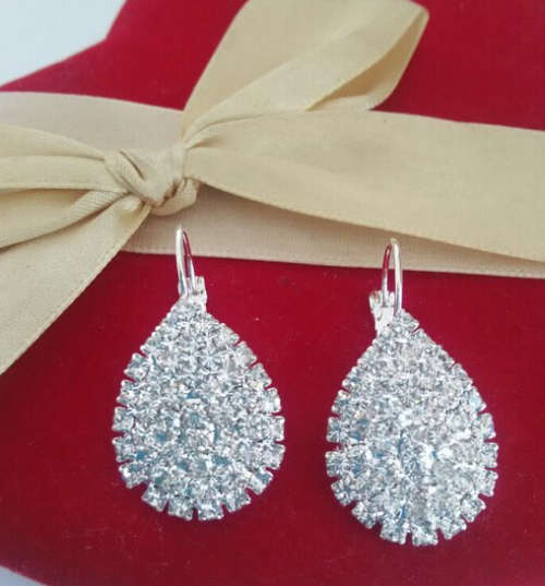 Dazzling Swarovski Crystals Set in 925 Sterling Silver Earrings Imported Filled Jewelry