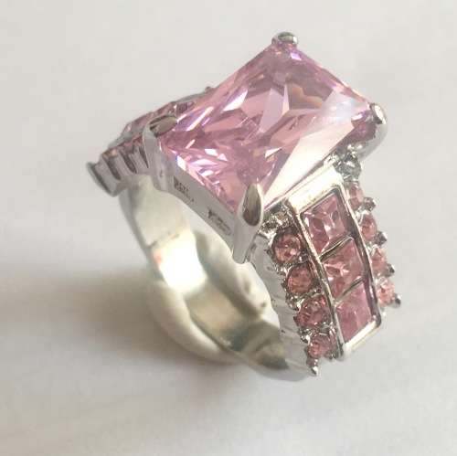 Amazing Cr.Pink Diamond Set in 18ct White Gold Imported Filled Ring