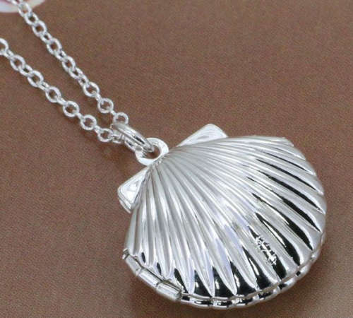 ** Flashing **New  Shell Box  Secret Pendant with Matching  Necklace Chain