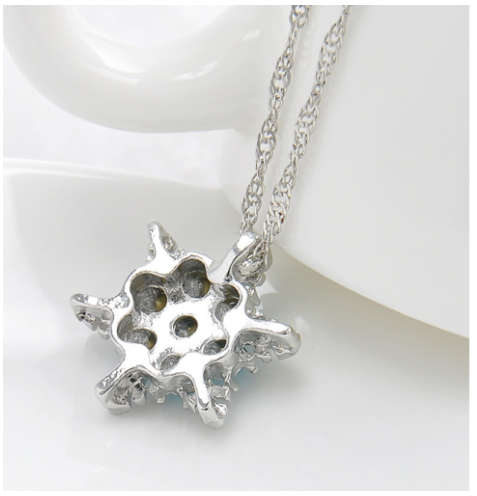 Charming Vintage Blue Snowflake Zircon  18ct White Gold Filled  Necklaces & Pendants