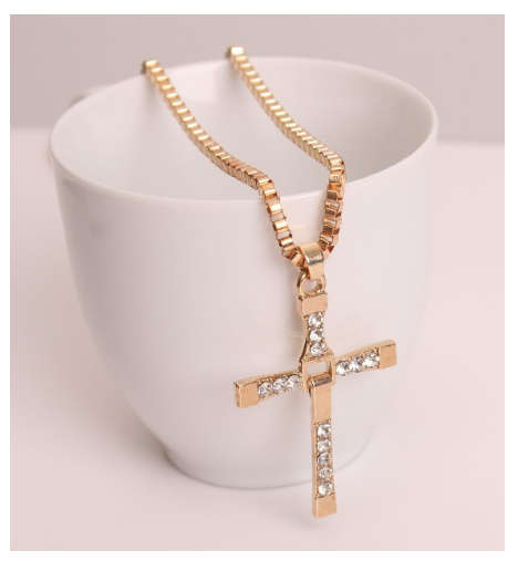 Stylish Sim Diamonds Set in 18ct Unisex Yellow Gold Filled Cross with Matching Neck Chain