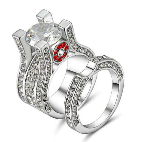 Exquisite Cr.Diamond Imported Wedding/Engagement Ring Set