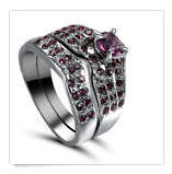 TRENDY Cr.Amethyst Set in 18ct Black Gold Imported Filled Ring