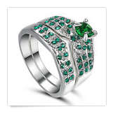 Sparkling Cr.Emeralds in 18ct White Gold Imported Filled Wedding Set