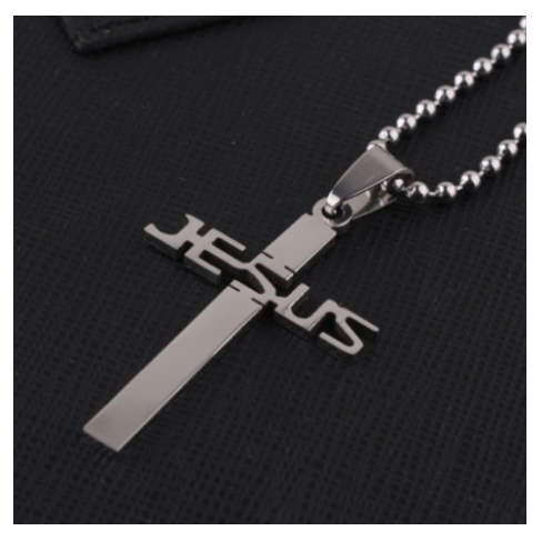 QUALITY Unisex 316L Stainless Steel"JESUS "Cross Pendant & Free Matching Neck Chain
