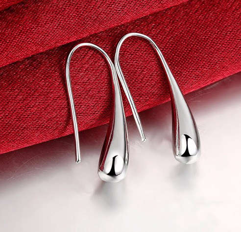 Unique 925 Sterling Silver -SISSYGIRLS-Filled Teardrop Earrings