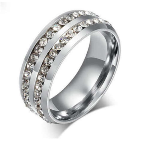 Gorgeous Unisex Cr.Diamond Stainless Steel Imported Engagement/Wedding Ring