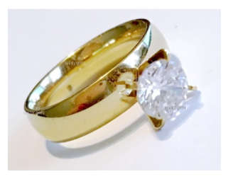 Bianca's Solitaire Diamante Engagement 14ct Yellow Gold Imported Filled Ring