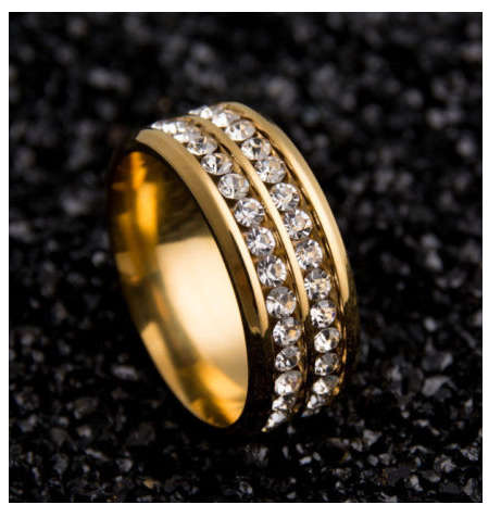 Gorgeous Unisex Cr.Diamond 14k Yellow Rolled Gold Imported Engagement/Wedding Ring