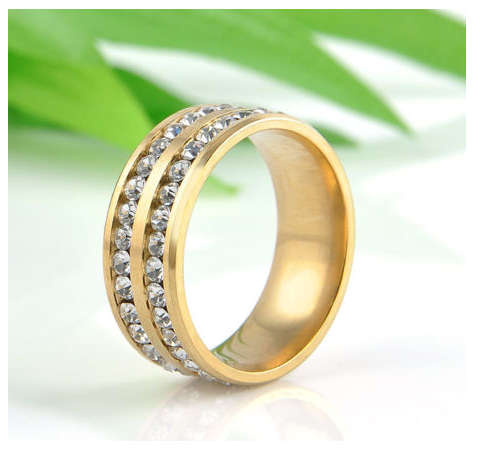 Gorgeous Unisex Cr.Diamond 14k Yellow Rolled Gold Imported Engagement/Wedding Ring