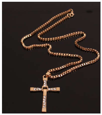 Stylish Unisex Sim Diamonds Set in Yellow Gold Filled Cross with Matching Neck Chain