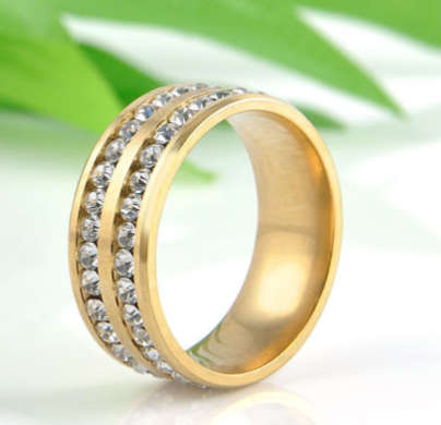 Gorgeous Unisex Cr.Diamond 14k Yellow Rolled Gold Imported Engagement/Wedding Ring