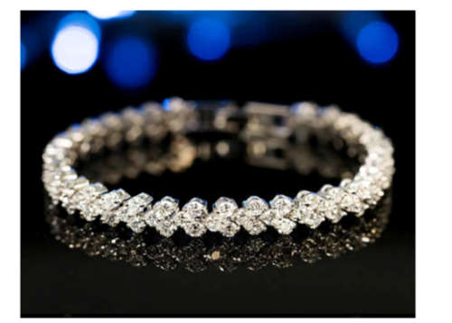 Super-B  (SISSY-GIRLS) Simulated Diamond  White Rolled Gold Imported Bracelet