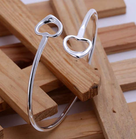 Spectacular Heart Shape White Rolled Gold Imported  Bangle