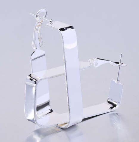 Stylish Square Cut White Rolled Gold Imported Earring