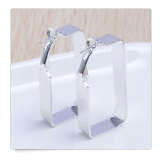 Stylish Square Cut White Rolled Gold Imported Earring