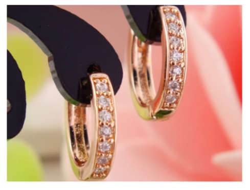 QUALITY Sim Diamonds Set in  Rose Gold Imported Filled Earrings