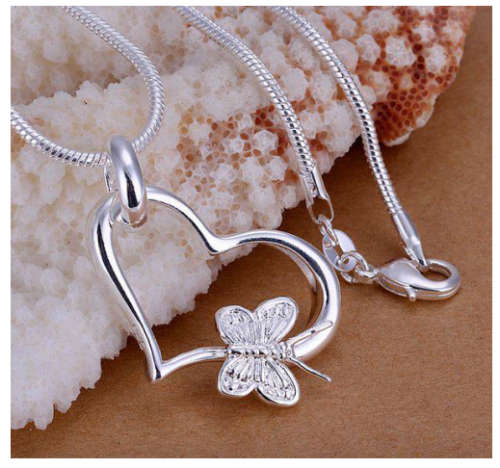 Dazzling 925 Sterling Silver Heart Shape Imported Filled Pendant with Matching Chain