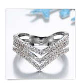 Flashing Simulated Diamonds Set in Platinum White Gold Imported Filled Ring