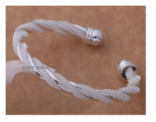 Twisted 925 Sterling Silver Mesh Bangle/Bracelet Imported Filled Jewelry