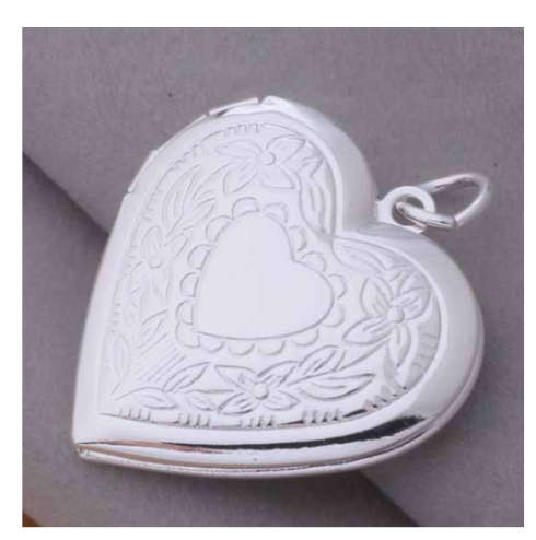 Super-B 925 Sterling Silver Filled Heart Shape Locket with Matching Neck Chain with 925 Stamp