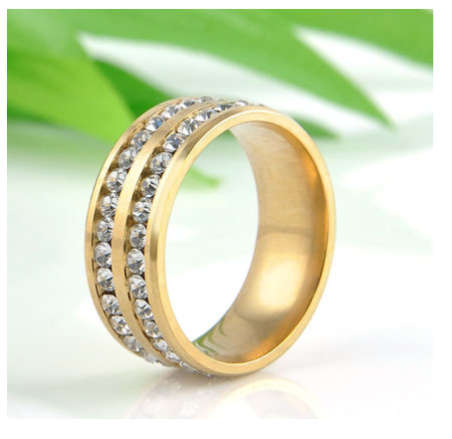 Gorgeous Unisex Cr.Diamond  Yellow Rolled Gold Imported Engagement/Wedding Ring