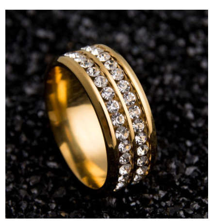 Gorgeous Unisex Cr.Diamond  Yellow Rolled Gold Imported Engagement/Wedding Ring