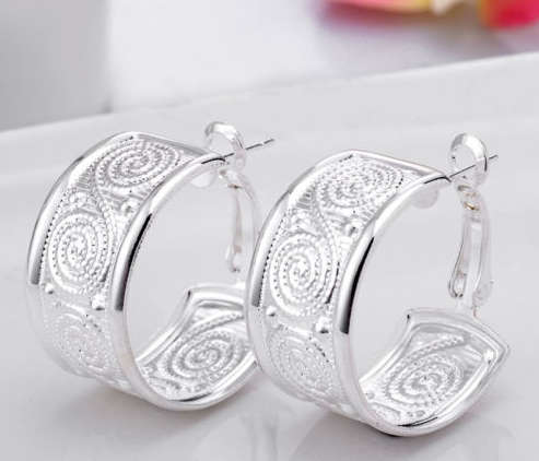 Attractive 925 Sterling Silver  Imported Filled Hoop Earrings