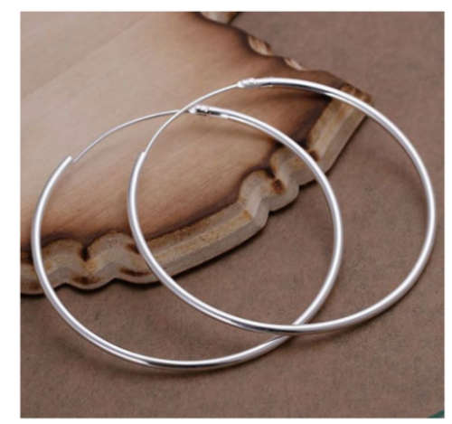 ** Eye Catching ** 48mm Big Circle Smooth Round 925 Sterling Silver Imported Filled Earrings