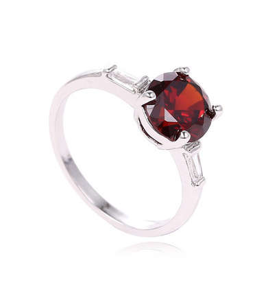Exquisite Simulated Garnet Set in 925 Sterling Silver Imported Filled Ring