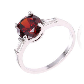 Exquisite Simulated Garnet Set in 925 Sterling Silver Imported Filled Ring