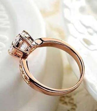 Stylish Simulated White Diamonds Set in Yellow Rolled Gold Imported Ring