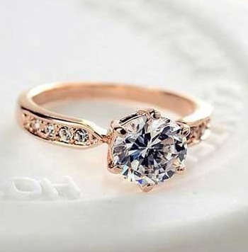 Stylish Simulated White Diamonds Set in Yellow Rolled Gold Imported Ring