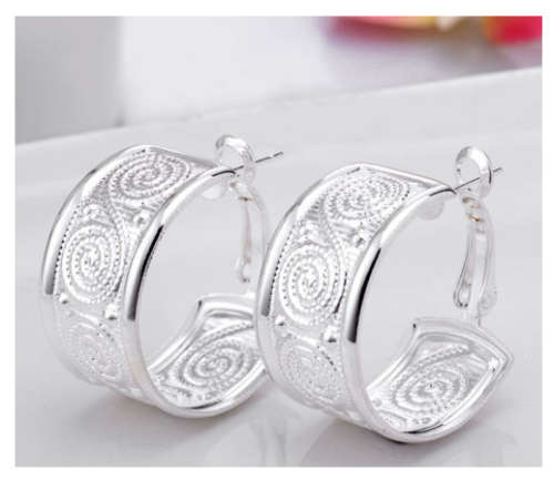 Attractive 925 Sterling Silver Imported Filled Hoop Earrings