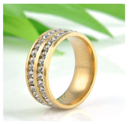 Gorgeous Unisex Cr.Diamond Yellow Rolled Gold Imported Engagement/Wedding Ring