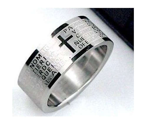 Stylish 316L Stainless Steel Bible Lord's Prayer Unisex Cross Rings