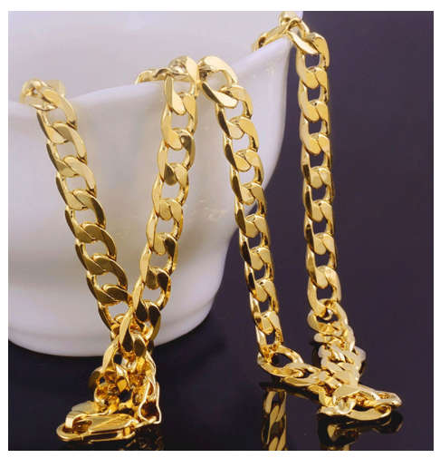 Flashing Ancient 7mm Yellow Rolled Gold Imported Unisex Neck Chain