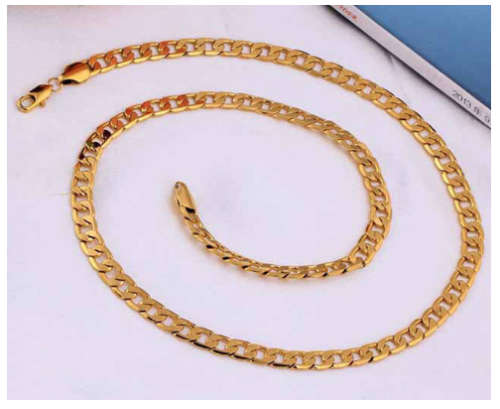 Flashing Ancient 7mm Yellow Rolled Gold Imported Unisex Neck Chain